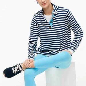 J. Crew Striped Button Front Sweatshirt Preppy Nautical Sweater Small